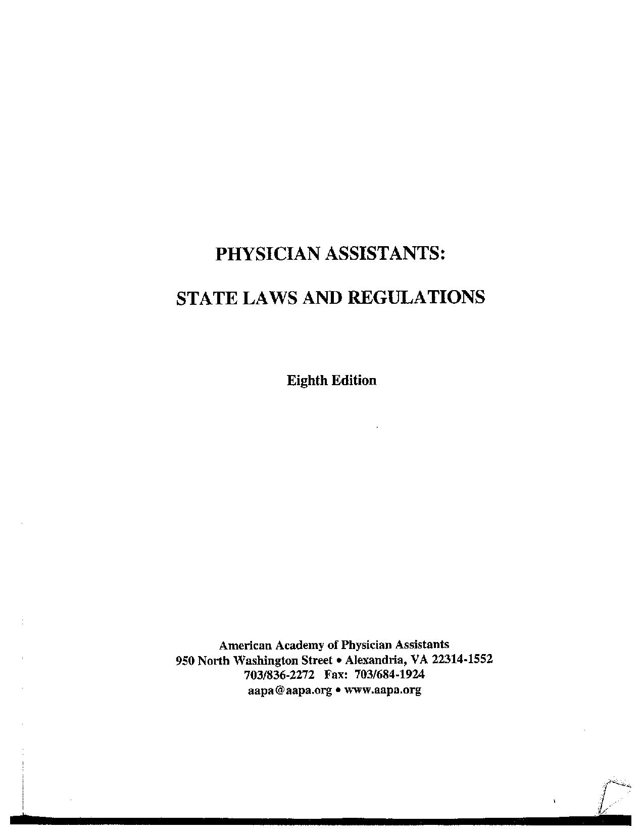 PA State Laws and Regulations 8th Edition