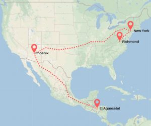 Map shows journey from Honduras to Richmond