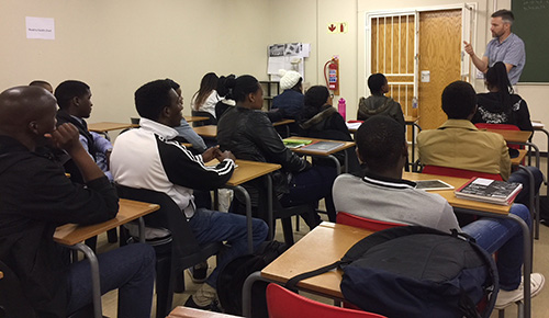 Scott Smalley teaching his class at the University of Witwatersrand in Johannesburg