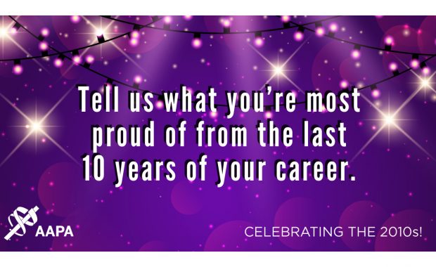 "Tell us what you're most proud of from the last 10 years of your career." text graphic